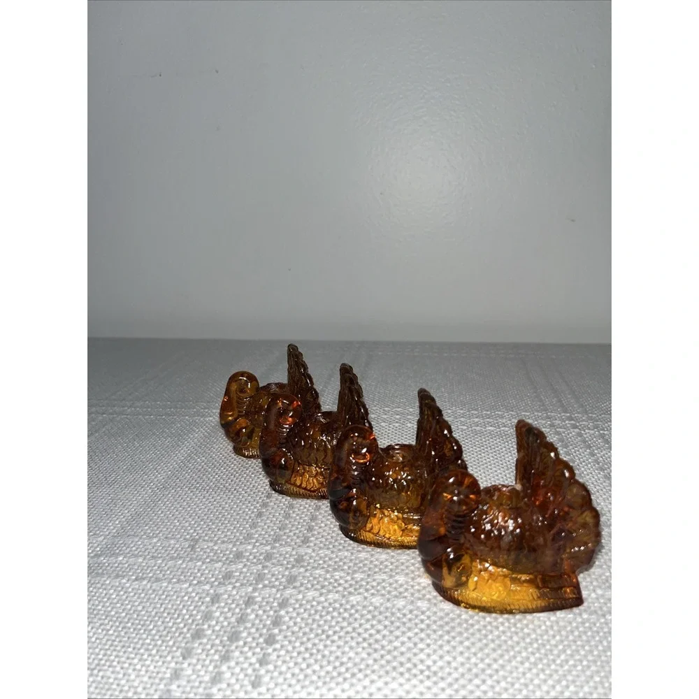 Williams‎ Sonoma 4 Amber Turkey Taper Candleholders 2.5 Inches Tall